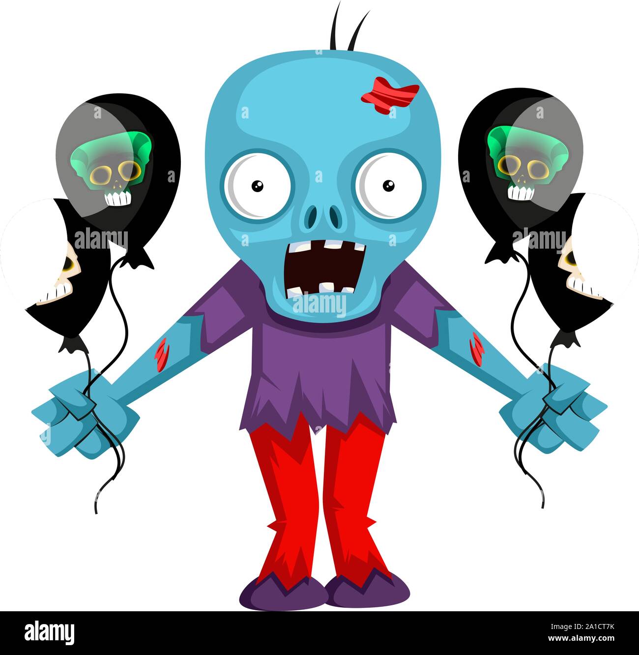 Zombie with balloons, illustration, vector on white background Stock ...