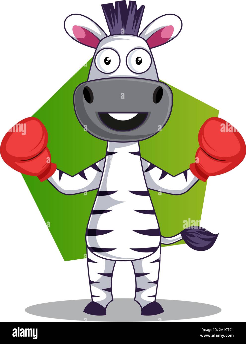 Zebra with boxing gloves, illustration, vector on white background