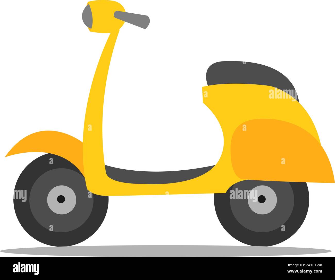 Yellow scooter, illustration, vector on white background. Stock Vector