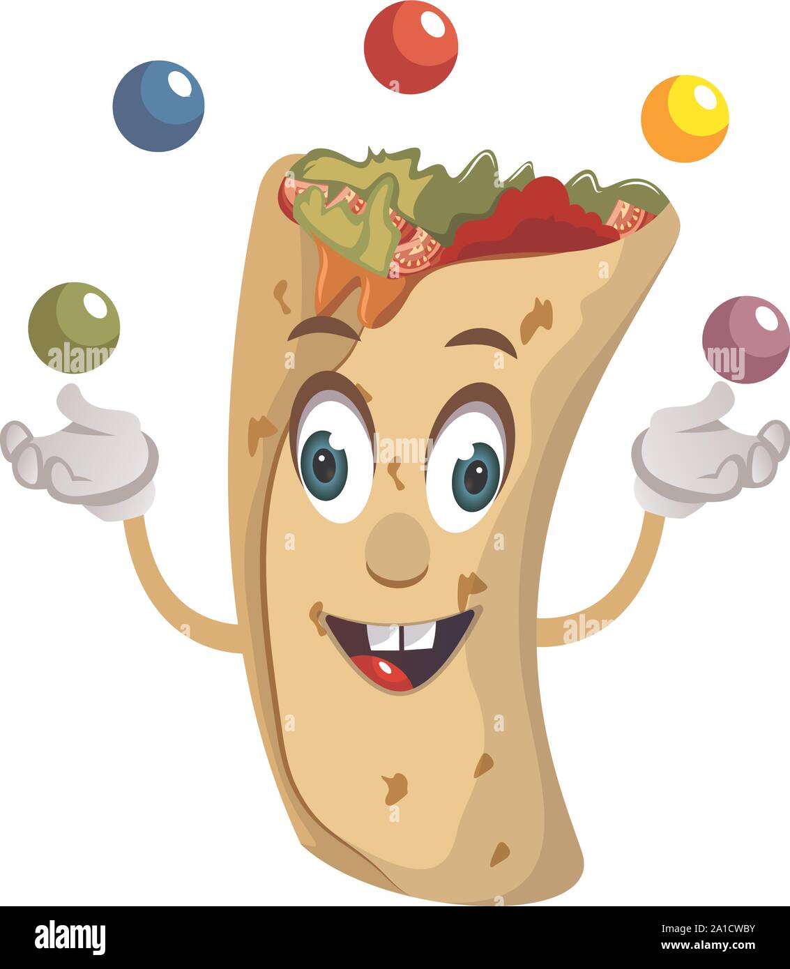 Burrito juggling, illustration, vector on white background. Stock Vector