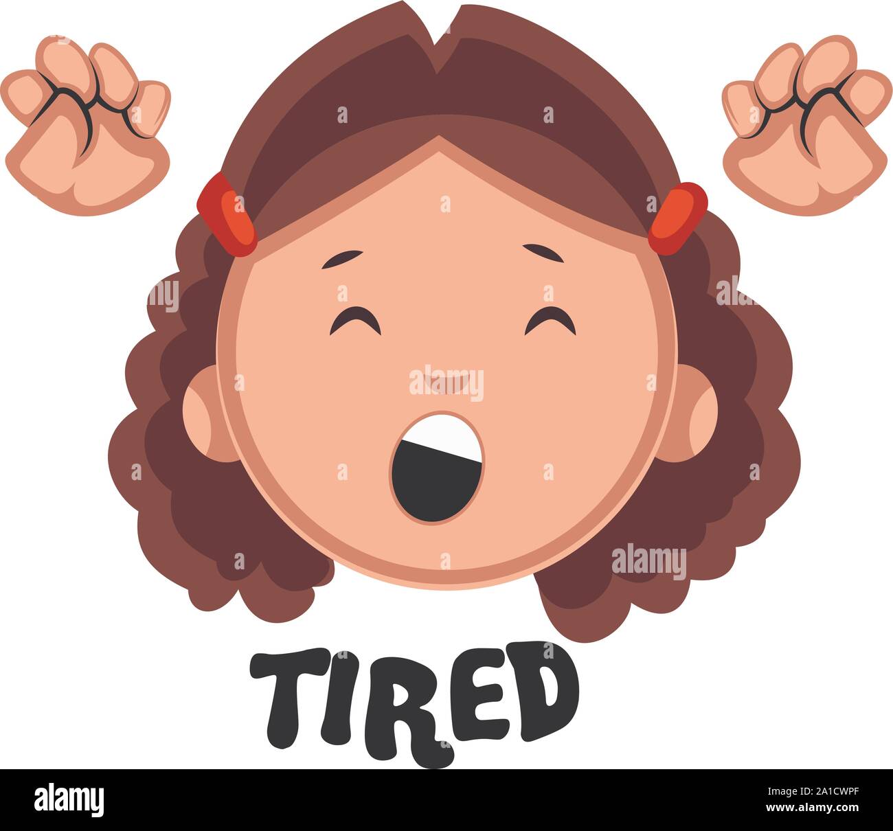 Tired girl, illustration, vector on white background. Stock Vector
