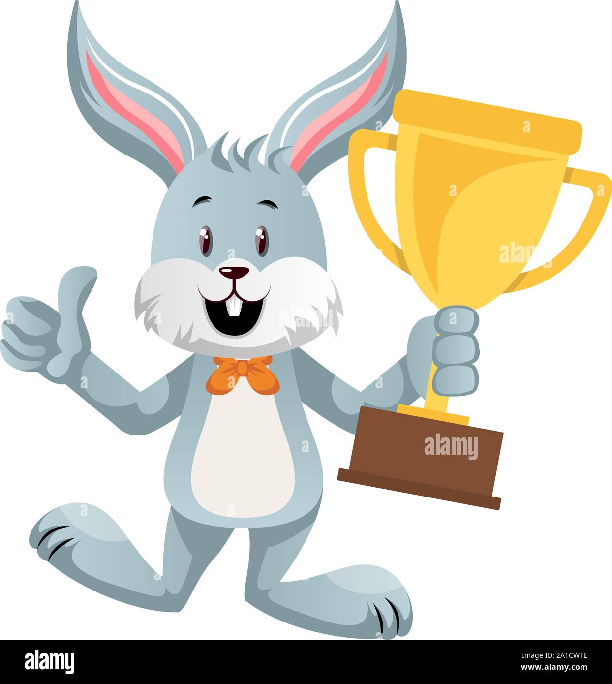 Bunny with trophy, illustration, vector on white background Stock ...