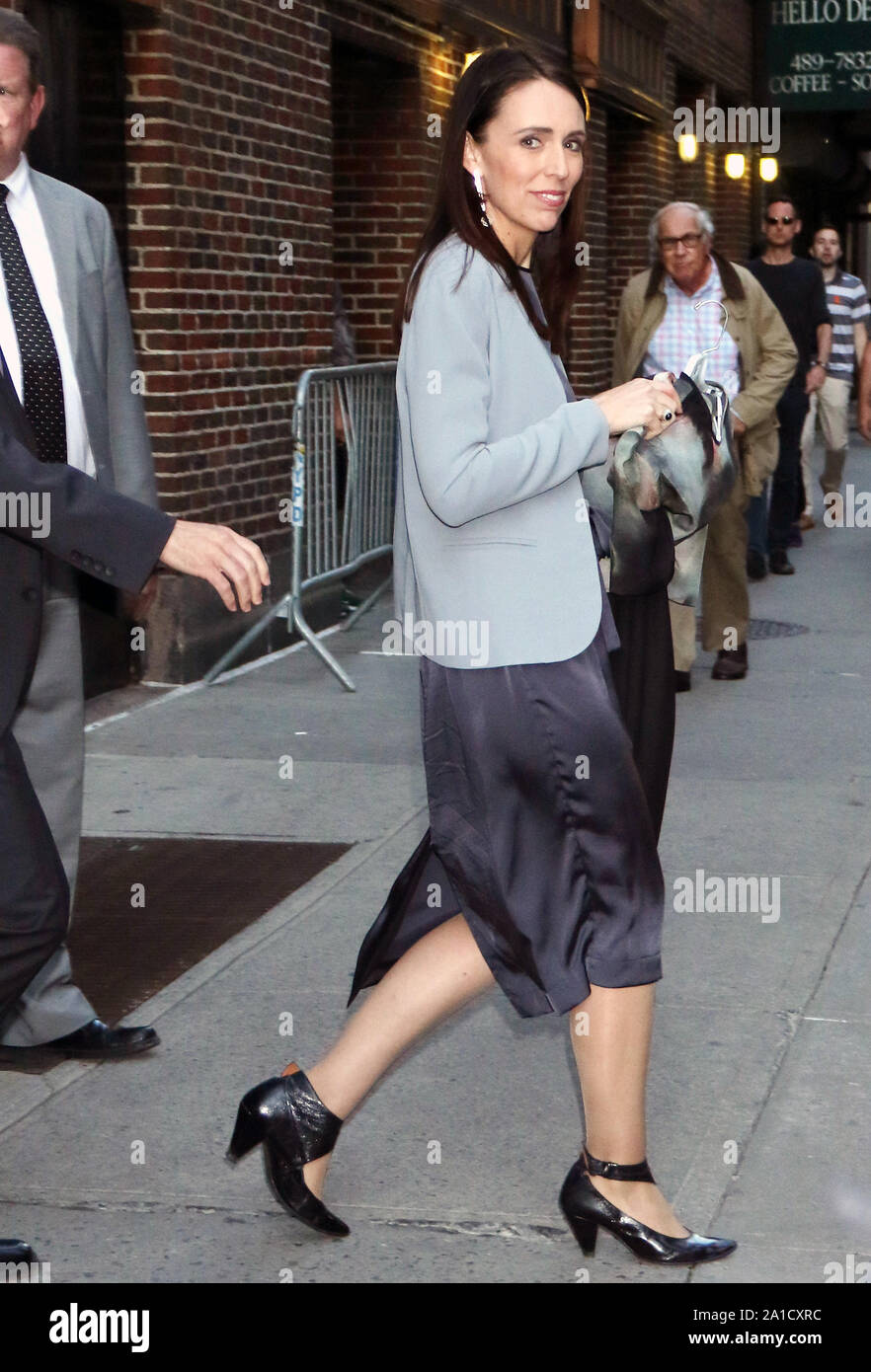 New York, NY, USA. 25th Sep, 2019. Jacinda Ardern, Prime Minister of New Zealand, at The Late Show With Stephen Colbert in New York City on September 25, 2019. Credit: Rw/Media Punch/Alamy Live News Stock Photo