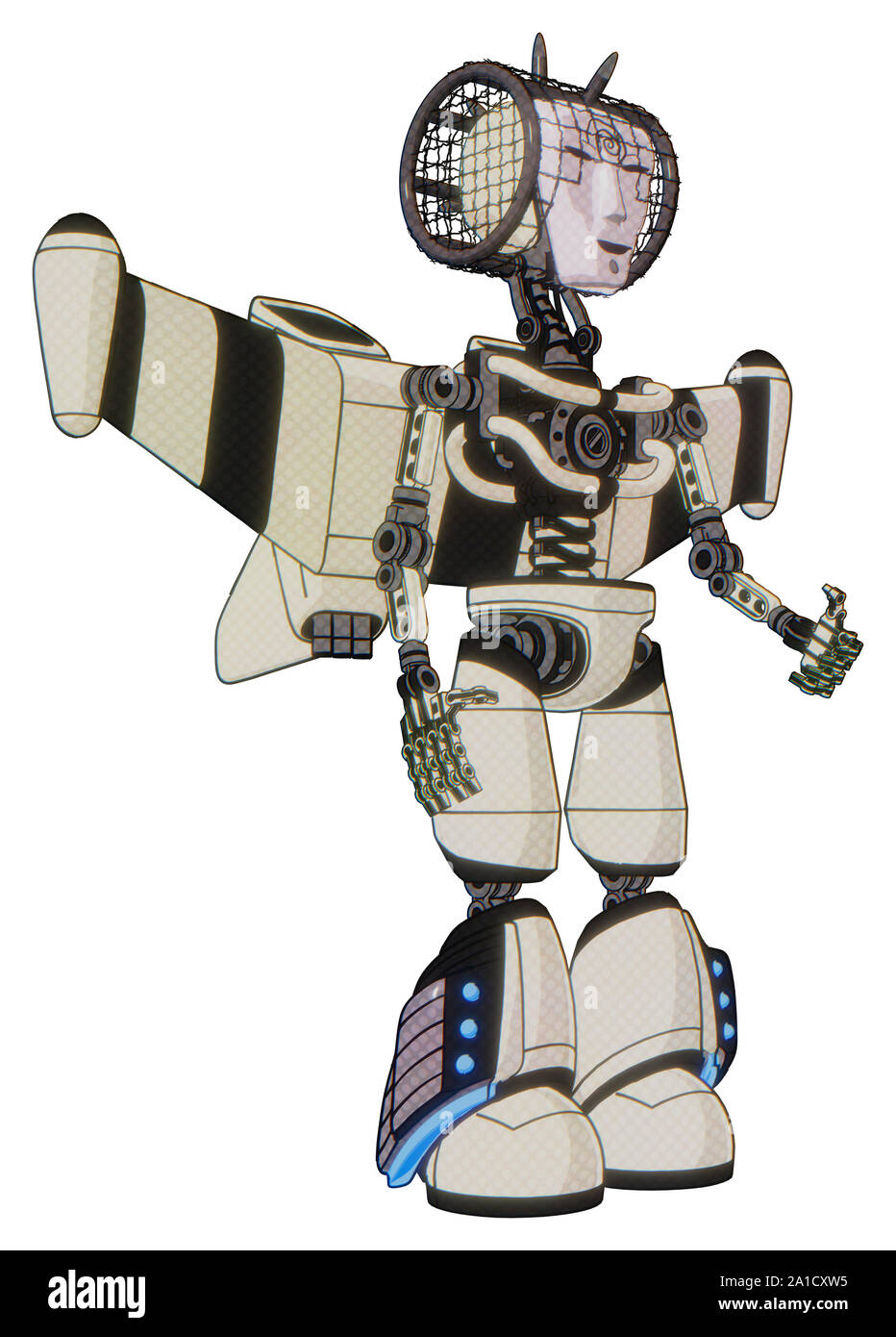 Android containing elements: humanoid face mask, spiral design, light ...