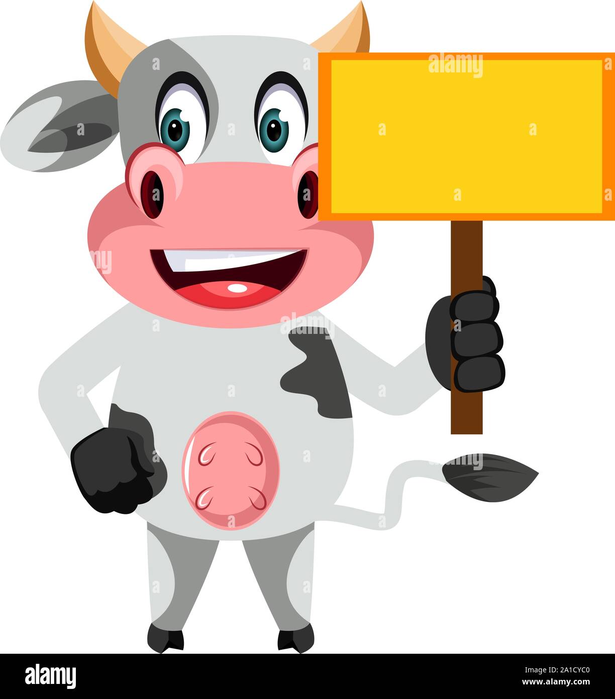 Cow with blank panel, illustration, vector on white background Stock ...
