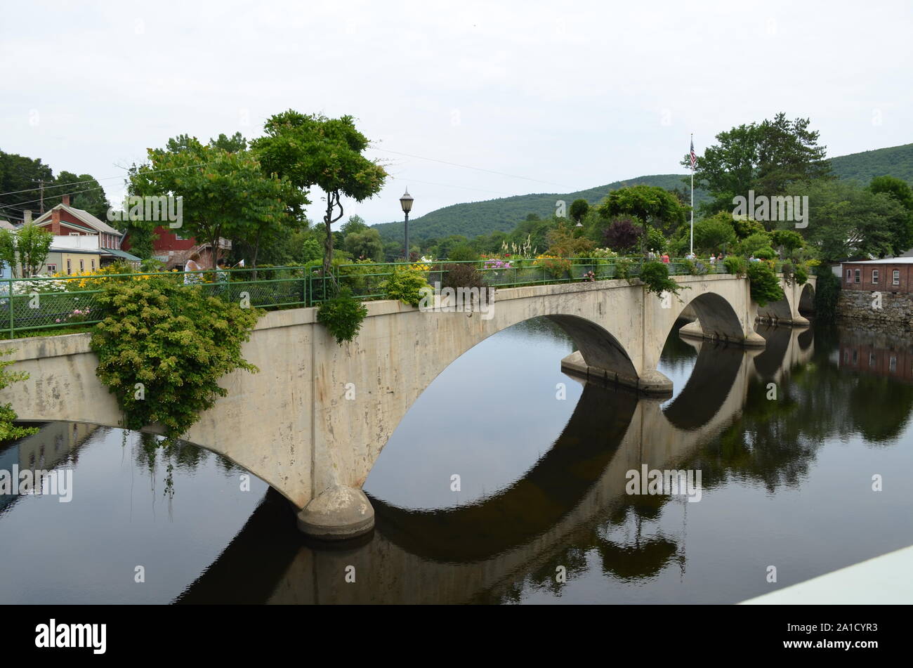 Summertime in Massachusetts: Bridge of Flowers over Deerfield River in ...