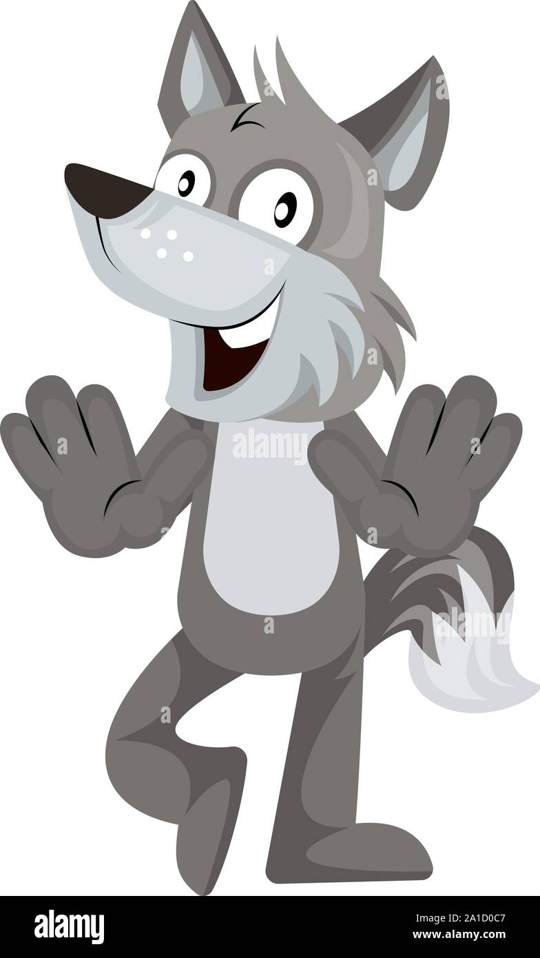 Happy wolf, illustration, vector on white background Stock Vector Image ...