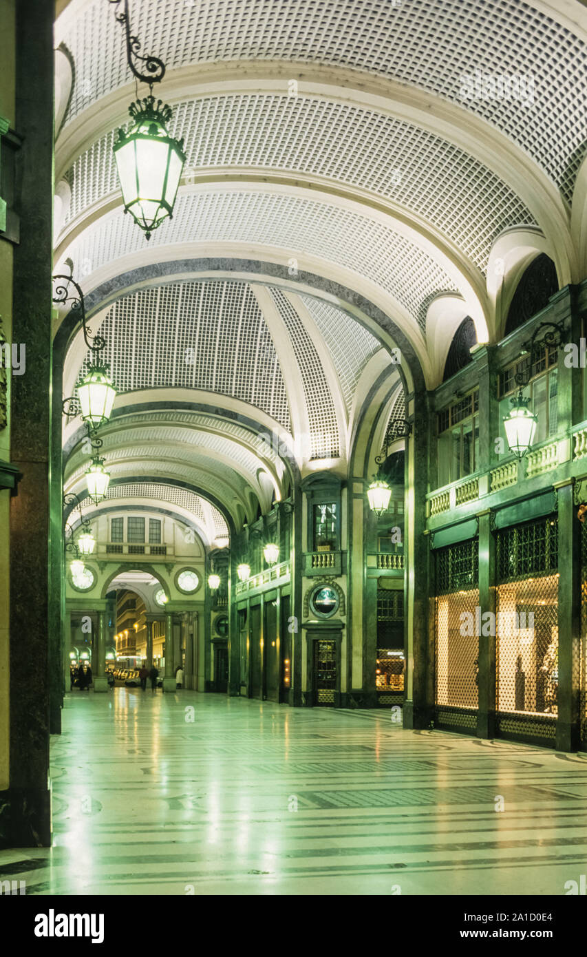Galleria San Federico is one of the largest covered passages in Turin. This stunning passage is a bit more crowded as it’s home to a few Turin chocola Stock Photo