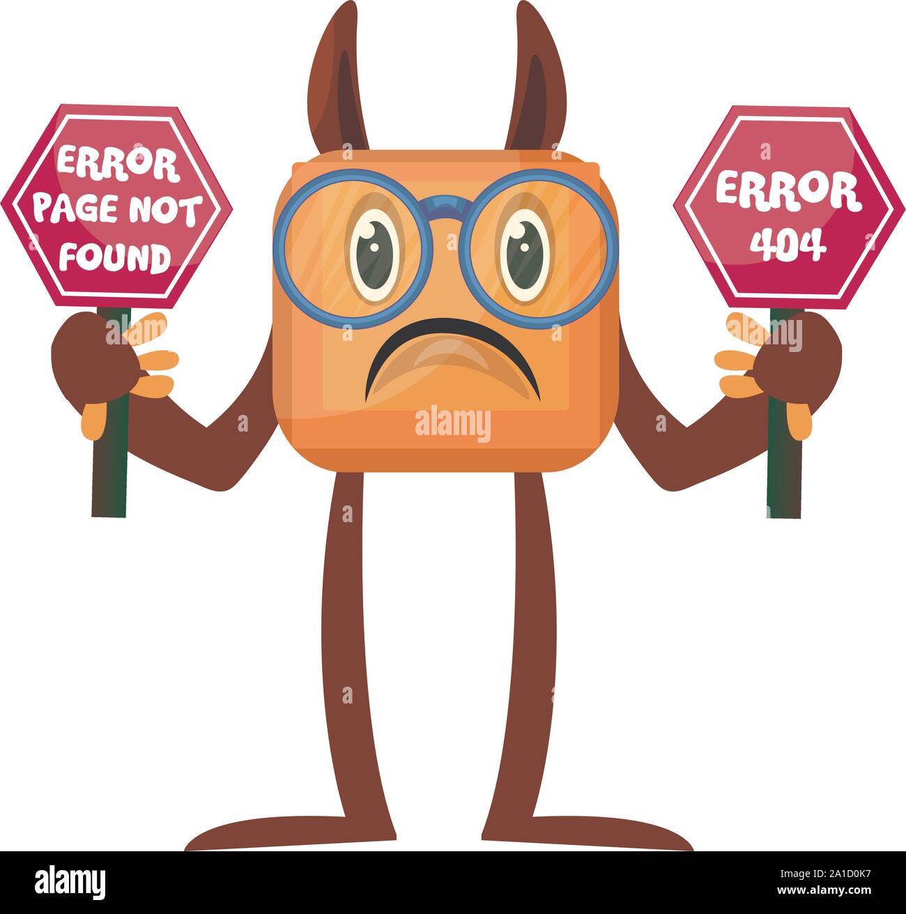 Monster with 404 error sign, illustration, vector on white background. Stock Vector