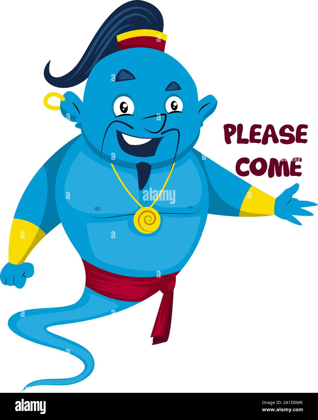 Happy genie, illustration, vector on white background. Stock Vector