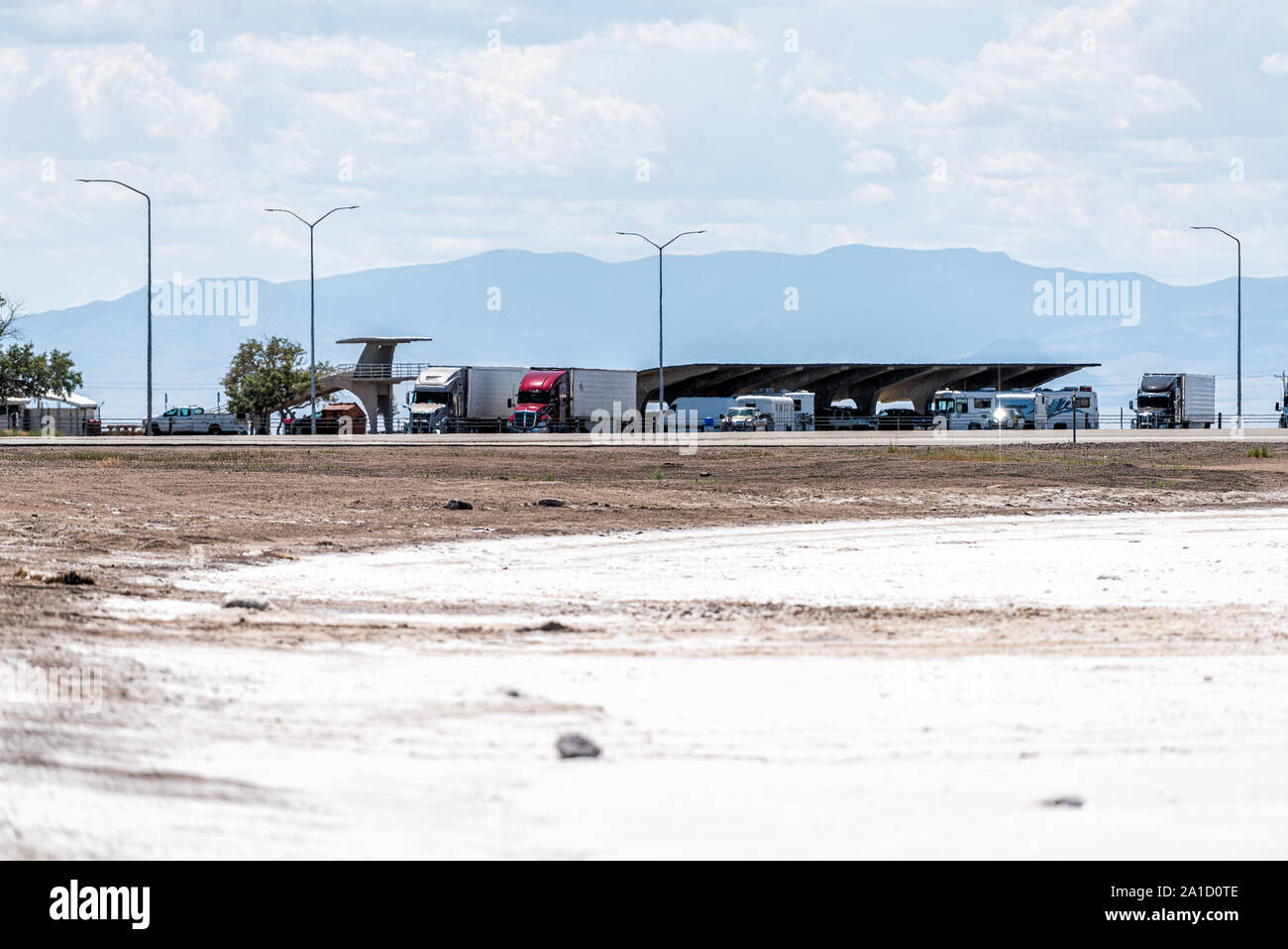 Wendover, USA July 27, 2019 White Bonneville Salt Flats near Salt