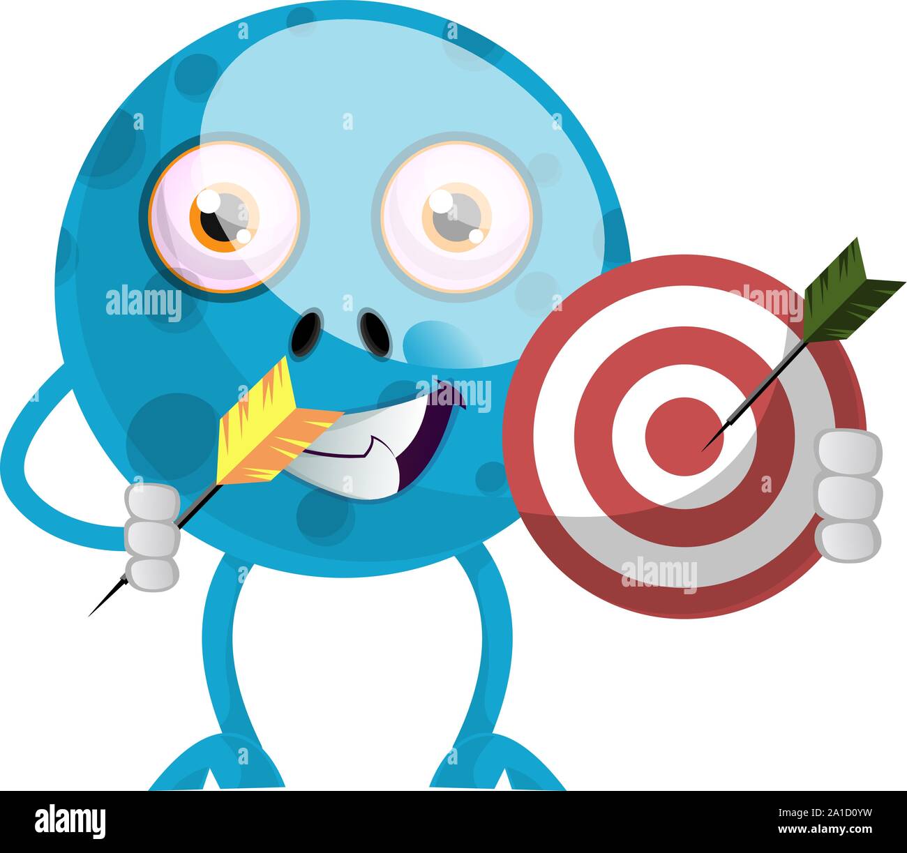 Blue monster with target, illustration, vector on white background ...