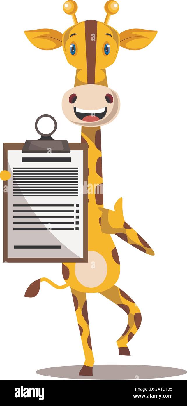 Giraffe with schedule, illustration, vector on white background. Stock Vector