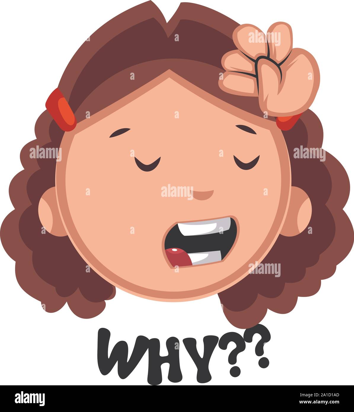 Why girl emoji, illustration, vector on white background Stock Vector