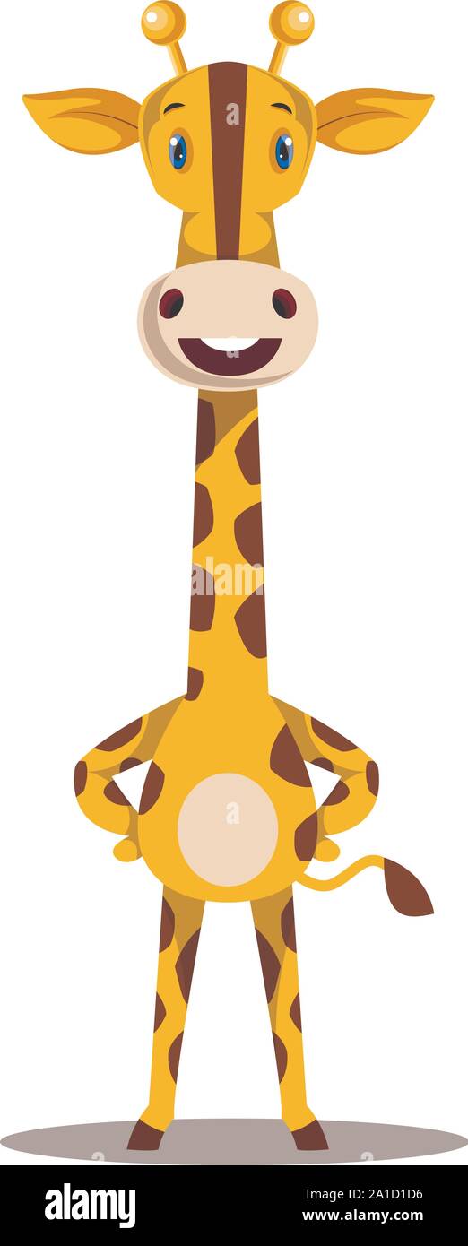 Giraffe standing, illustration, vector on white background. Stock Vector