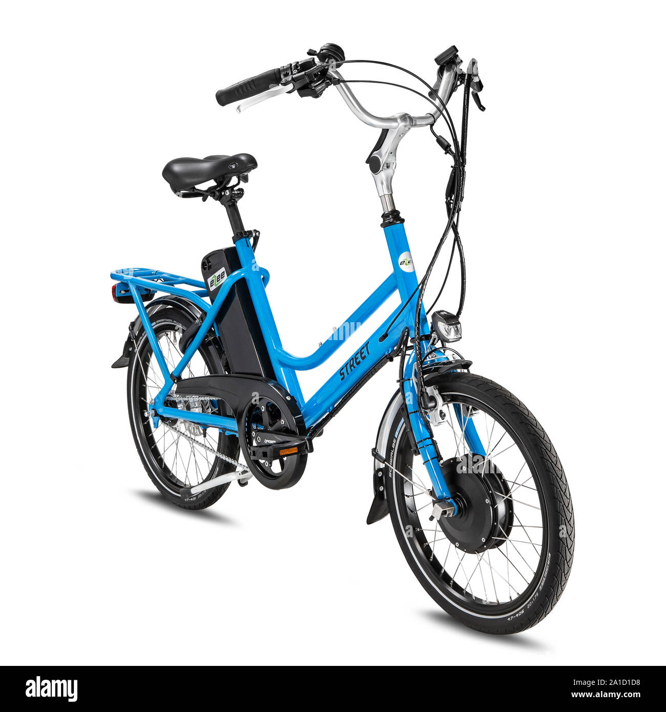 Product style electric bikes isolated against white background. Stock Photo