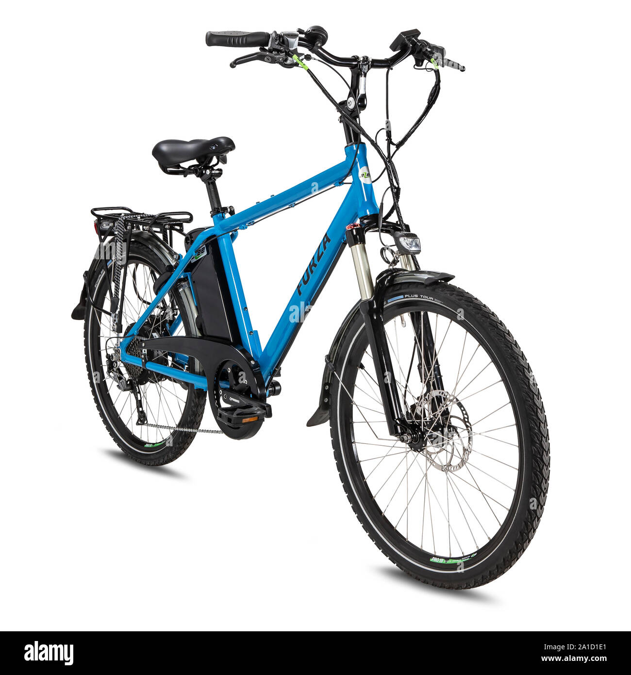 Product style electric bikes isolated against white background Stock