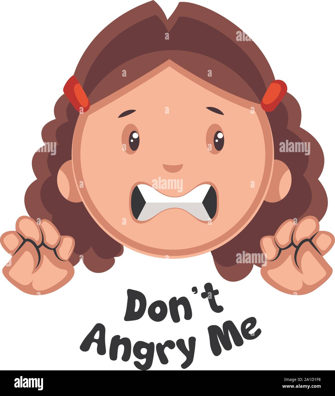 Dont angry me girl emoji, illustration, vector on white background. Stock Vector