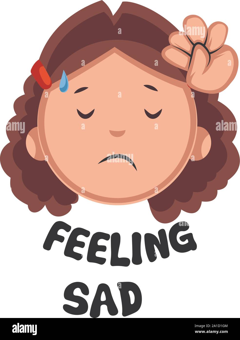 Girl feeling sad, illustration, vector on white background Stock ...