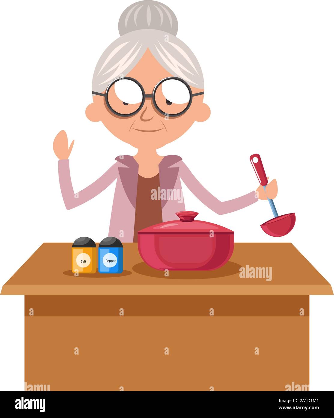 Old Woman Cooking Cartoon
