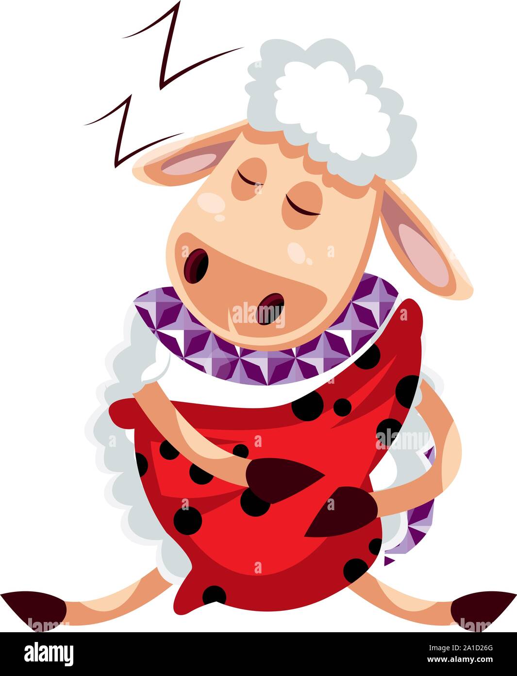 Sheep sleeping, illustration, vector on white background Stock Vector