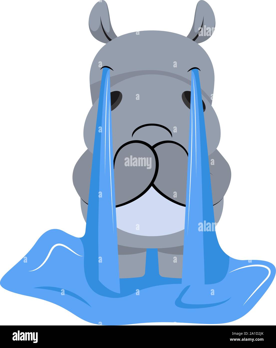 Hippo crying, illustration, vector on white background. Stock Vector