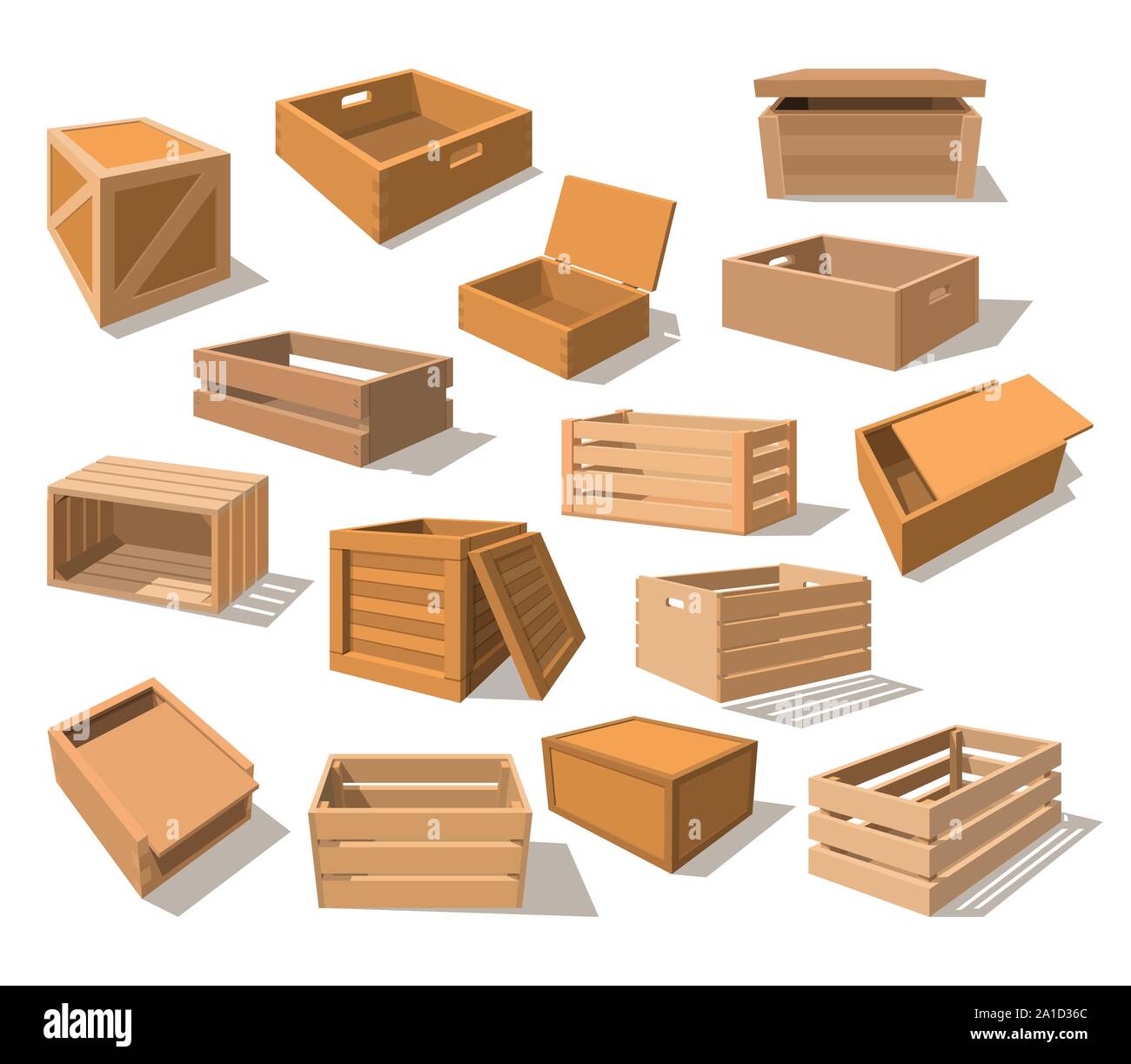 Wooden packages or realistic wood boxes Stock Vector Image & Art Alamy