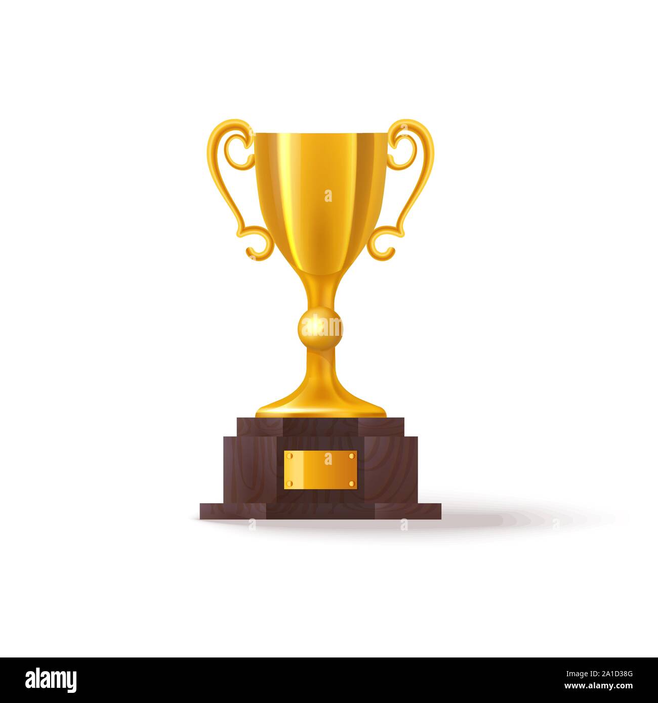 3d soccer trophy or realistic golden football cup Stock Vector