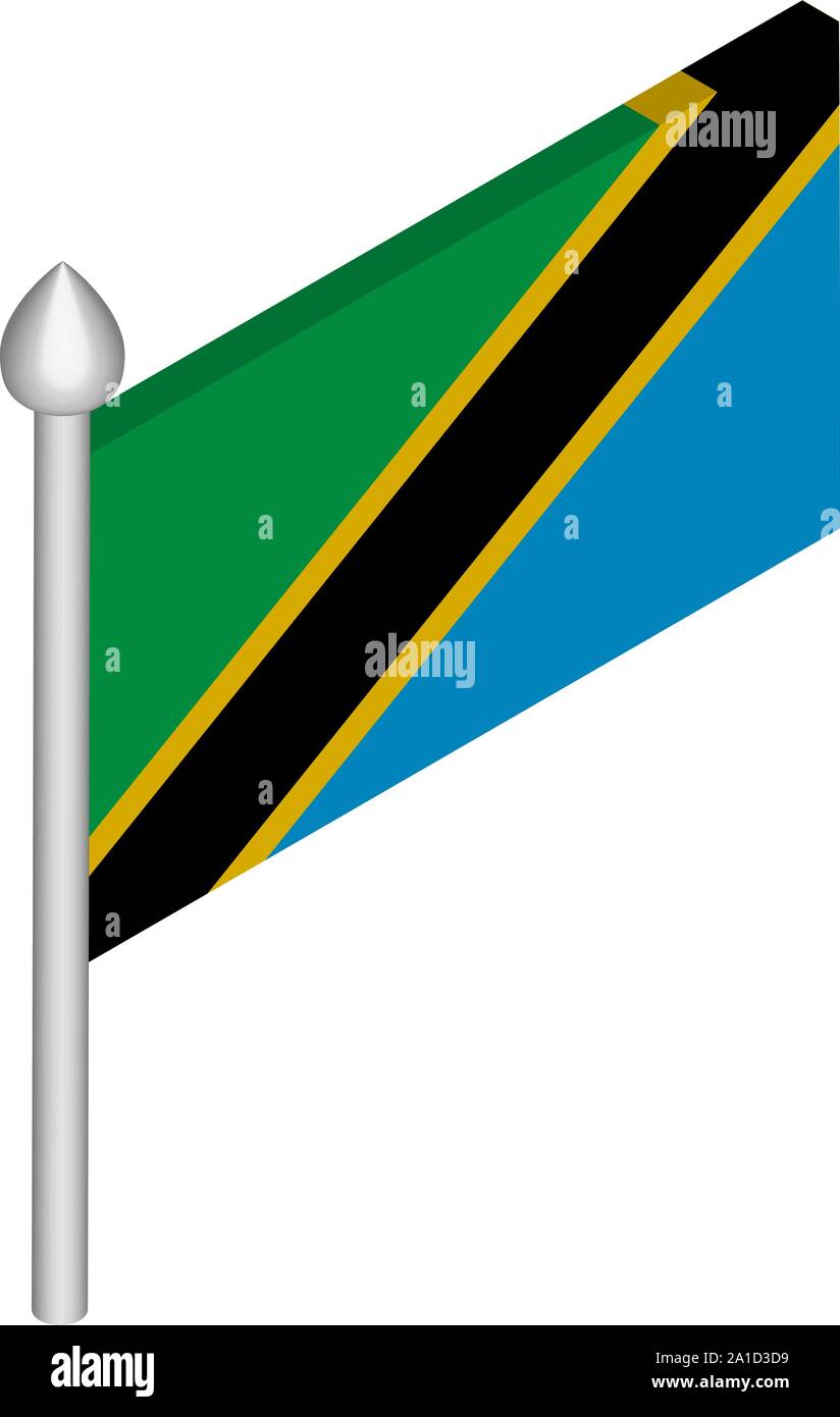 Isometric Illustration of Flagpole with Tanzania Flag Stock Vector ...
