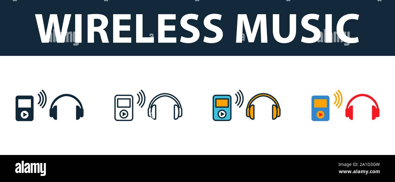 Wireless Music icon set. Premium symbol in different styles from ...