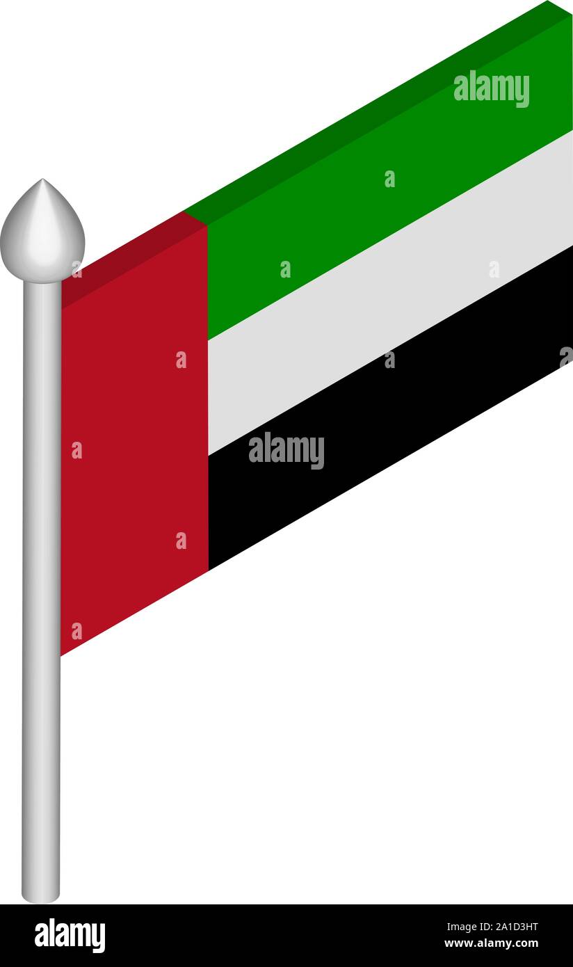 Isometric Illustration of Flagpole with United Arab Emirates Flag Stock ...