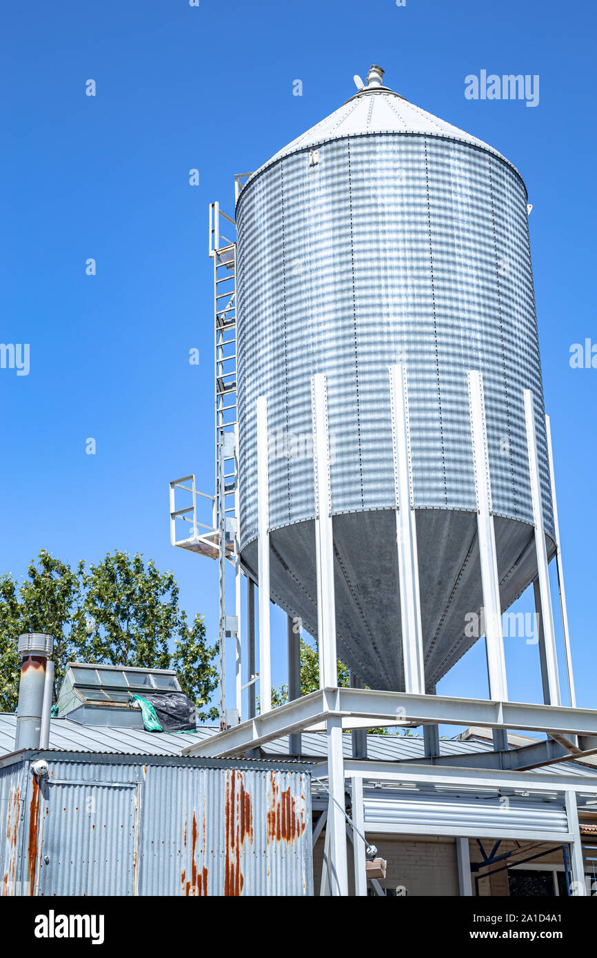 Grain silo used for craft brewing Stock Photo