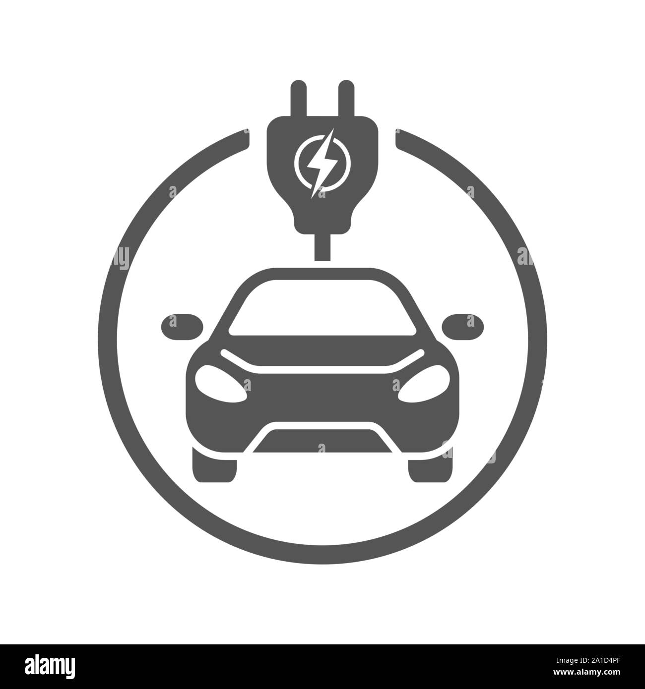 Electric Car. Flat Vector Icon. Simple black symbol on white background. EPS 10 Stock Vector
