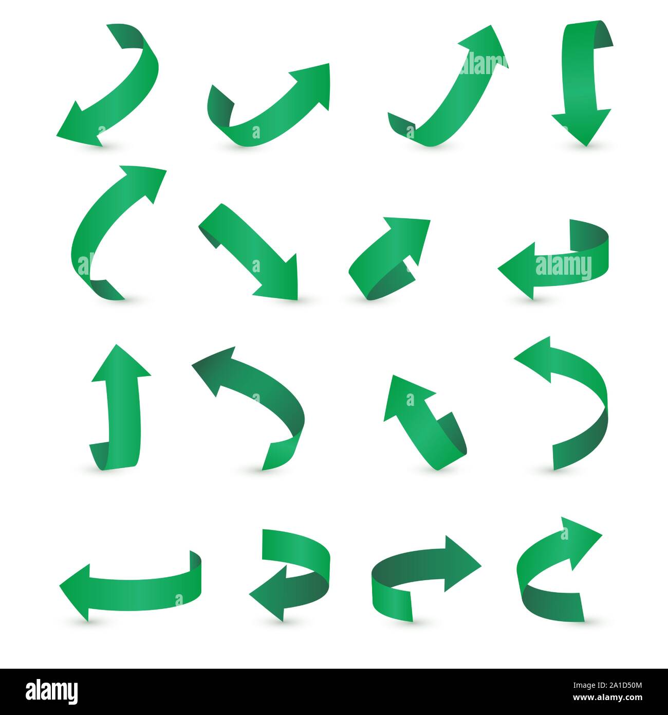 Arrow stickerst various angles and directions. 3d vector icon set. Stock Vector
