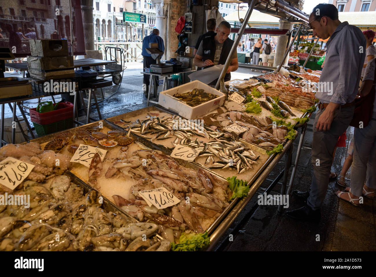 Venedig, Markt von Rialto - Venice, Rialto Market Stock Photo