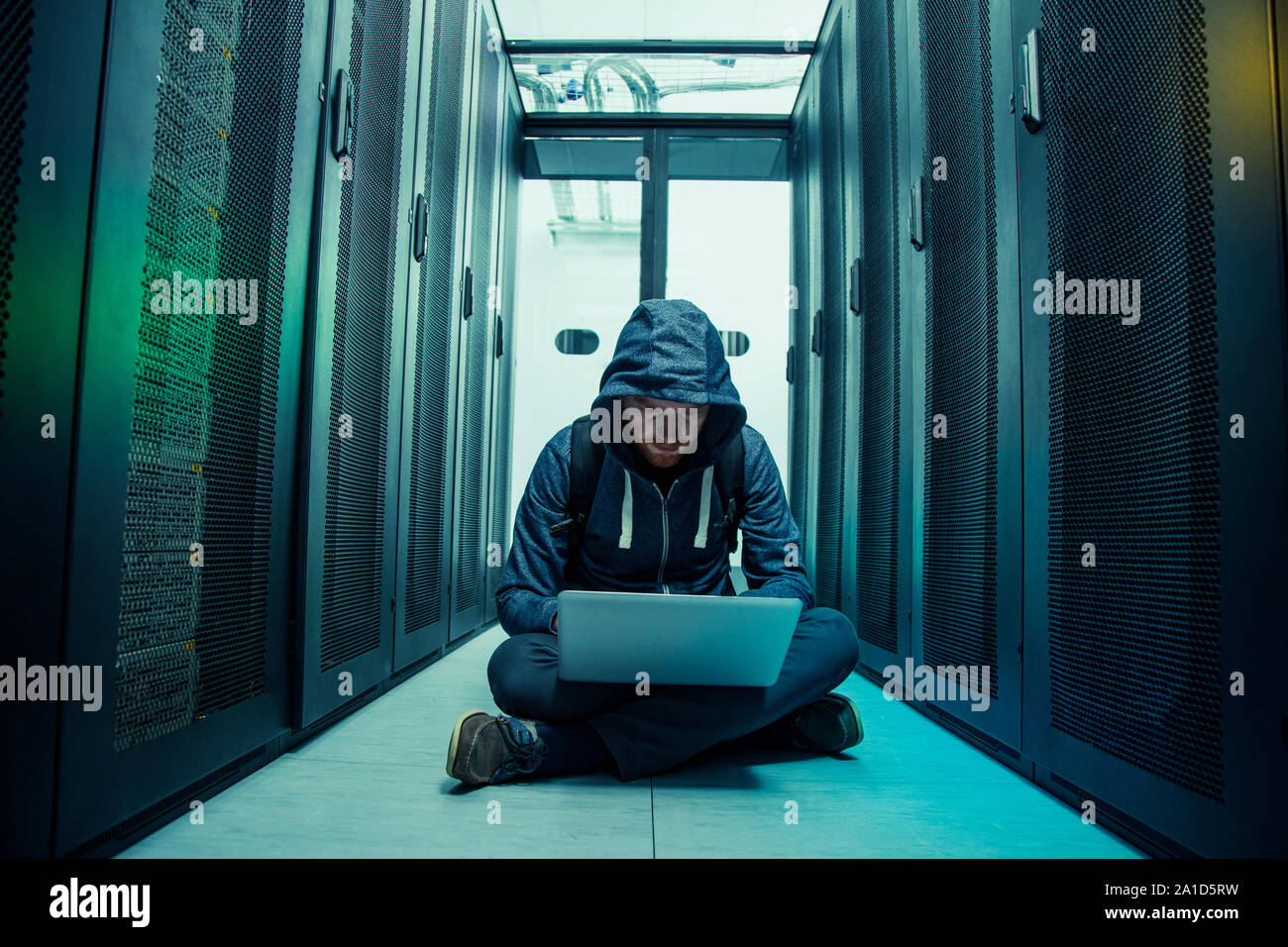 Smart young man working on the laptop Stock Photo