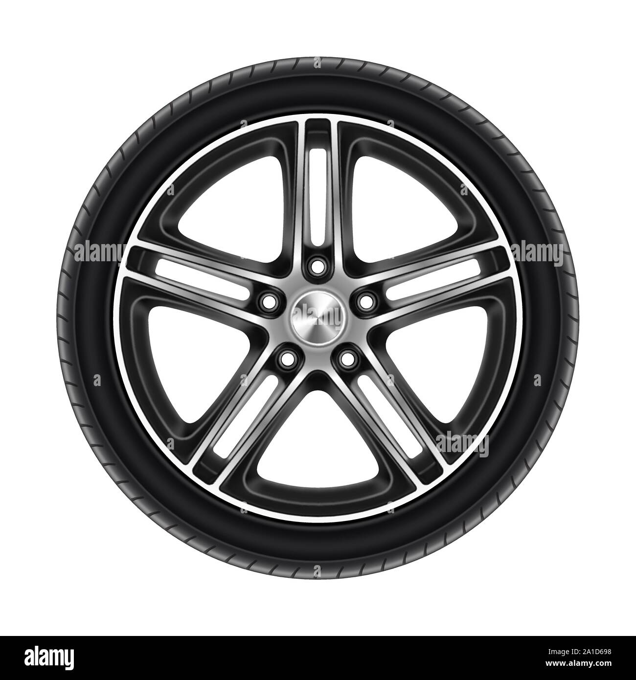 Wheel of car isolated on white or automobile tire Stock Vector