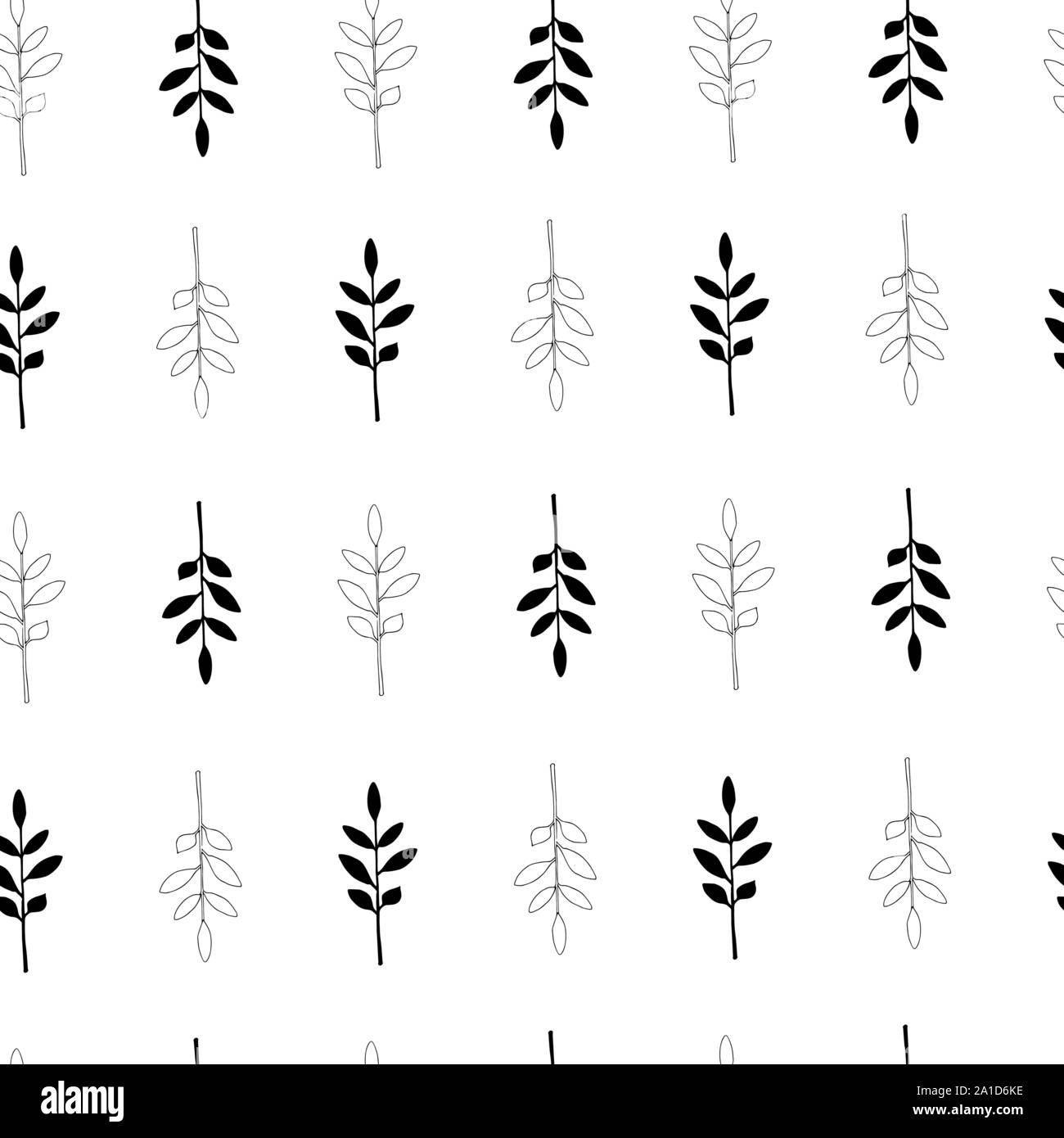 Vector seamless botanical pattern with hand drawn herbs isolated on ...