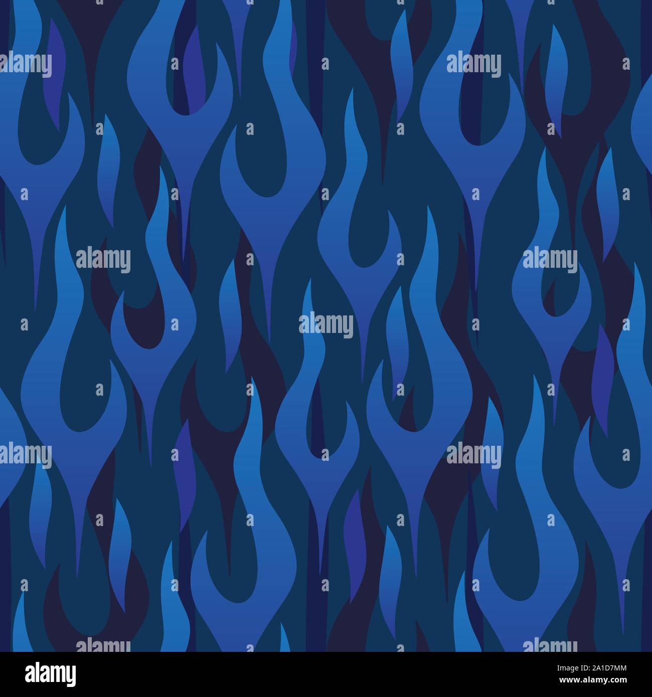 Blue Flames Seamless Repeating Pattern Vector Illustration Stock Vector
