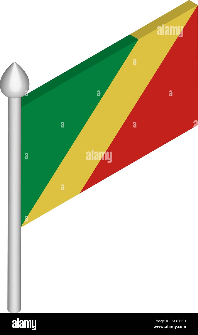 Isometric Illustration of Flagpole with Congo Republic Flag Stock ...