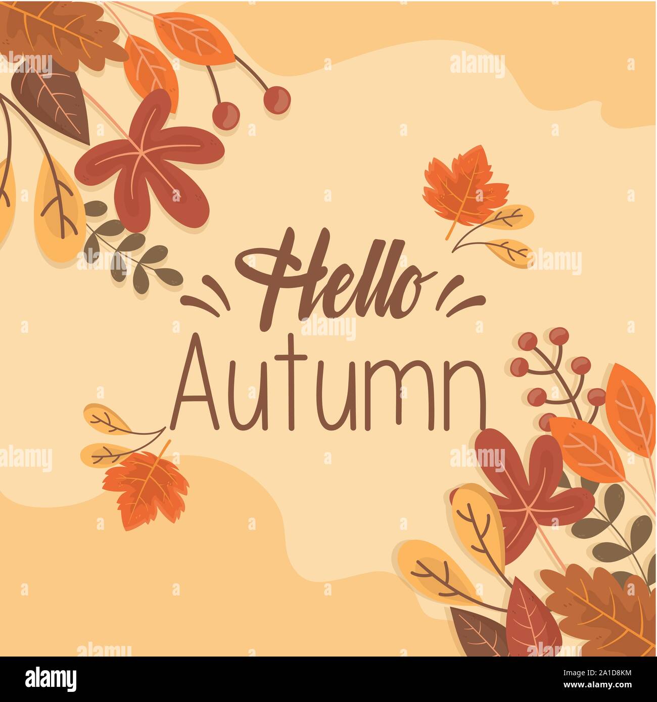 hello autumn branch leaves seeds season vector illustration Stock ...