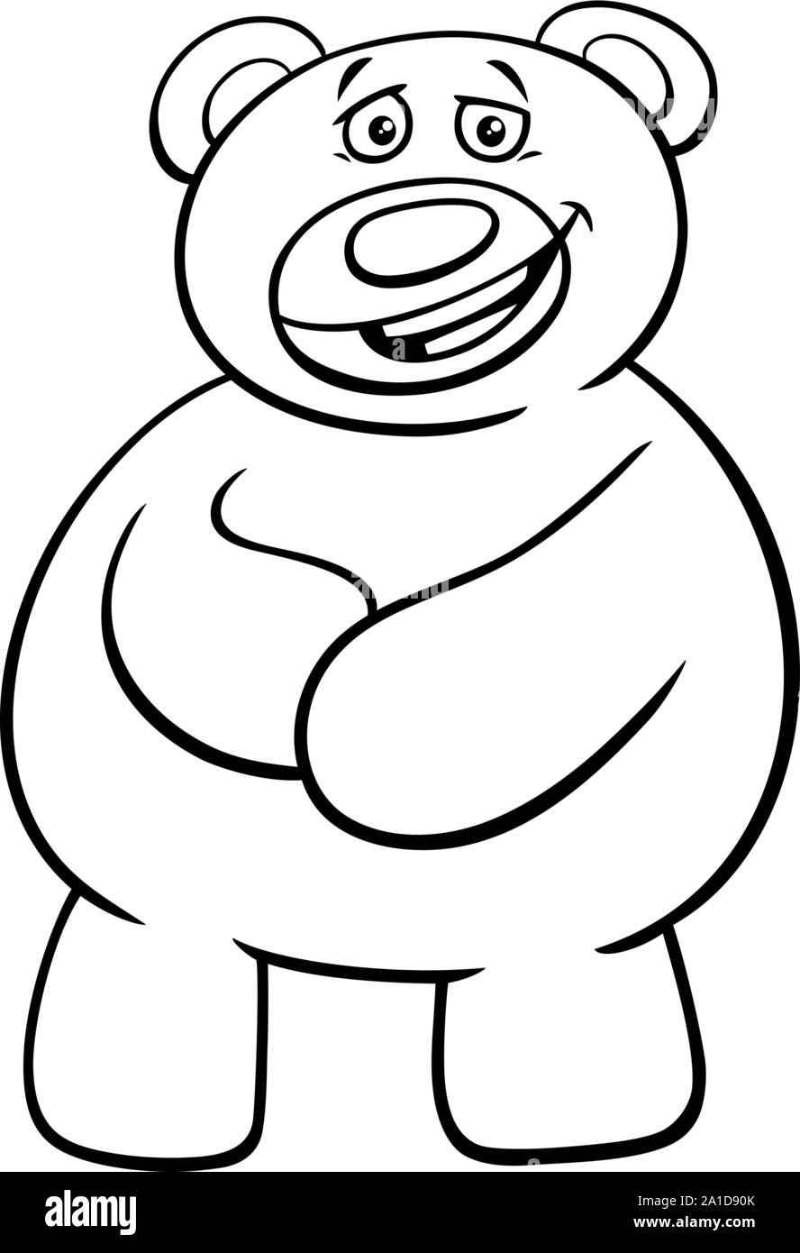Black and White Cartoon Illustration of Teddy Bear Toy Comic Character Coloring Book Stock Vector