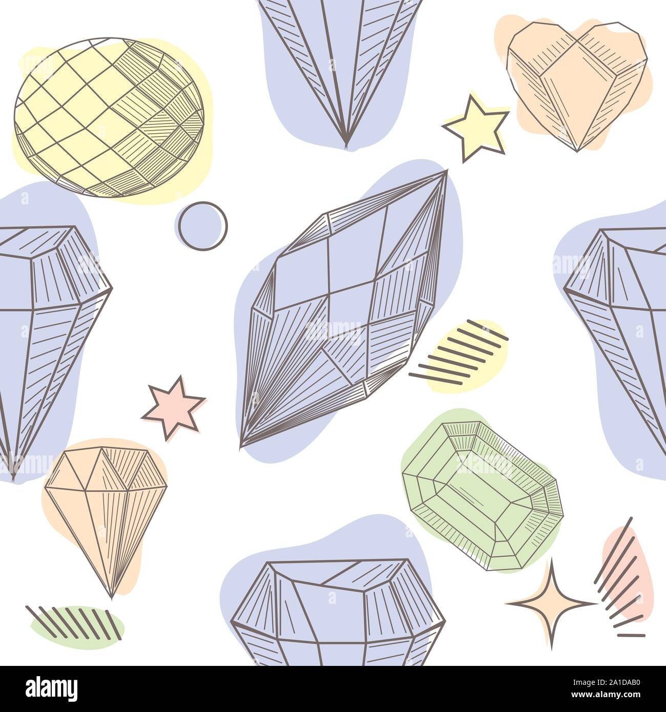 Seamless colorful diamond gemstones background on black. Jewels pattern ...