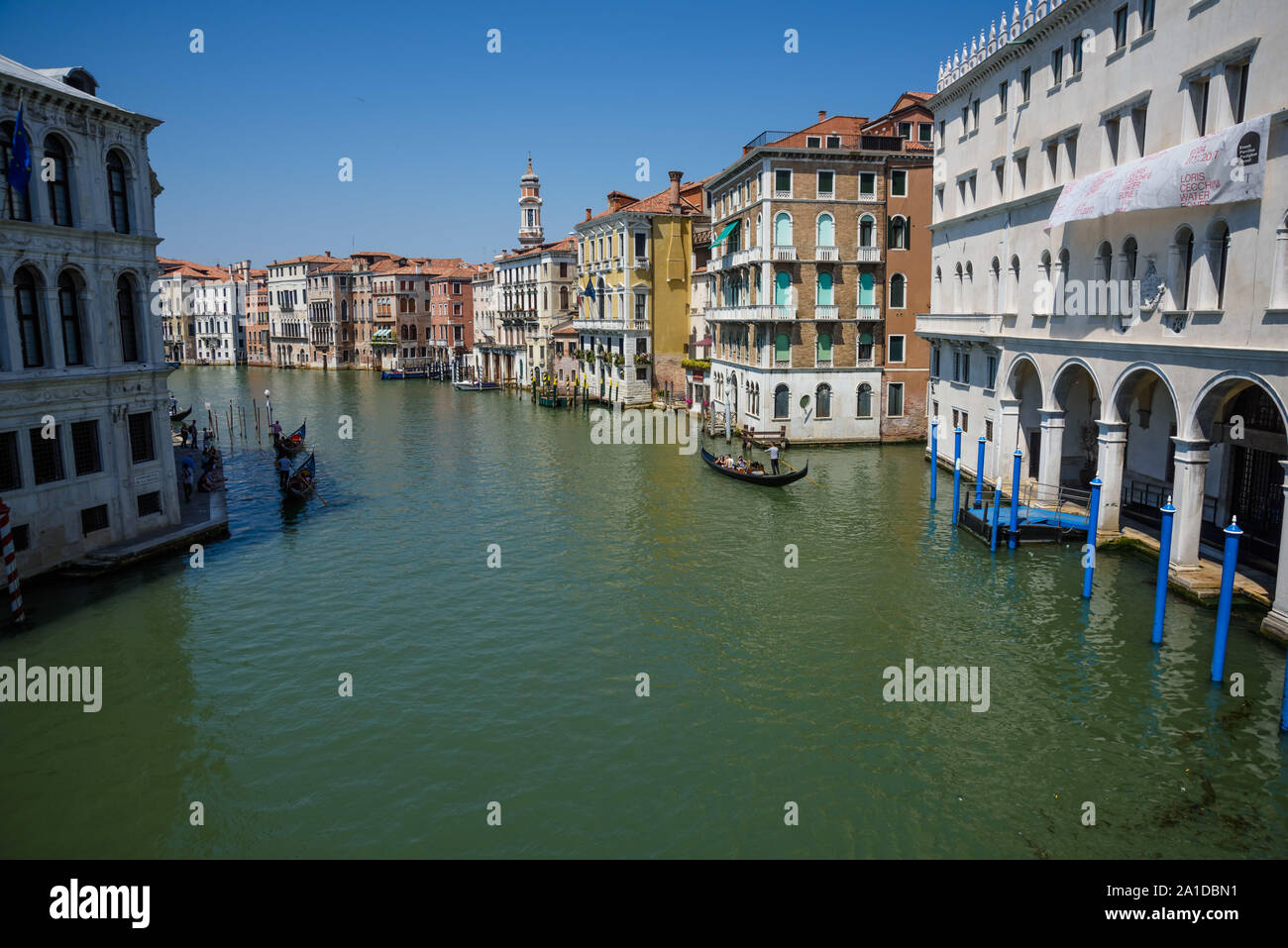 Venedig, Blick von der Rialtobrücke auf den Canal Grande - Venice, View from Rialto Bridge on Canals Grande Stock Photo