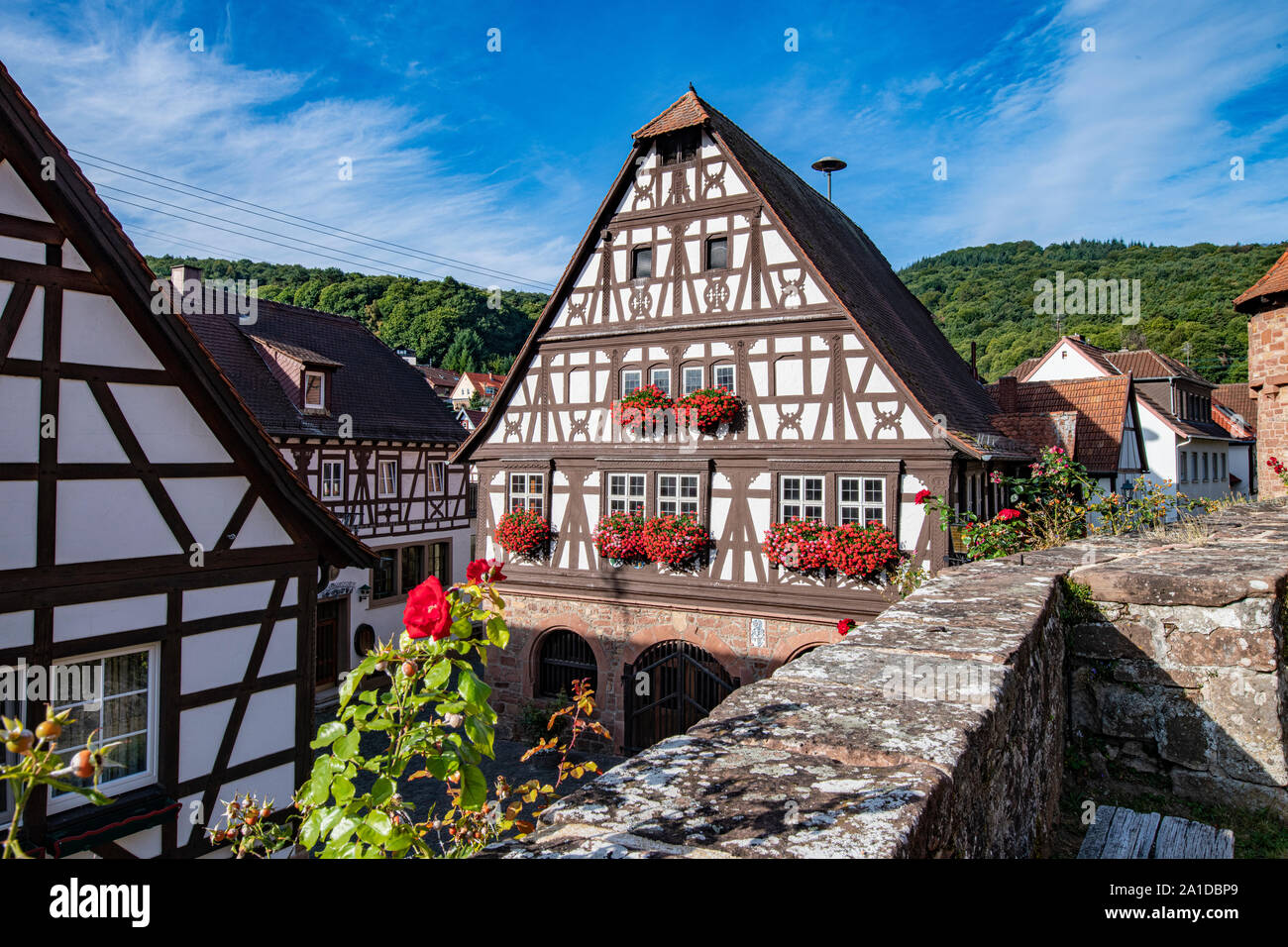 Doerrenbach, Rhineland-Palatinate, Germany, Town hall oft the village is one of the most picturesque  along the Southern Wine Street Stock Photo