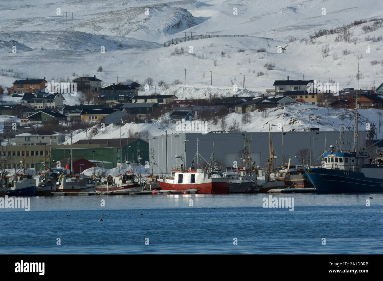 Arctic town of Båtsfjord, Varanger, Arctic Norway, Stock Photo