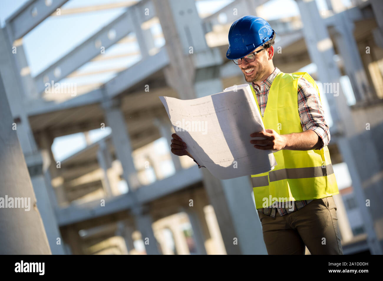 Engineers working on a building site Stock Photo