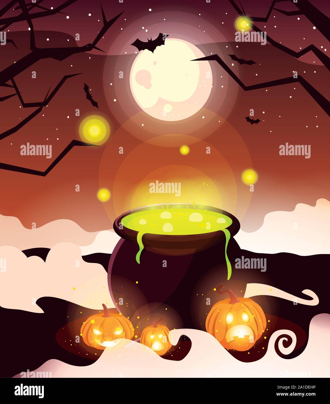 cauldron bubbly of witch on white background vector illustration design ...