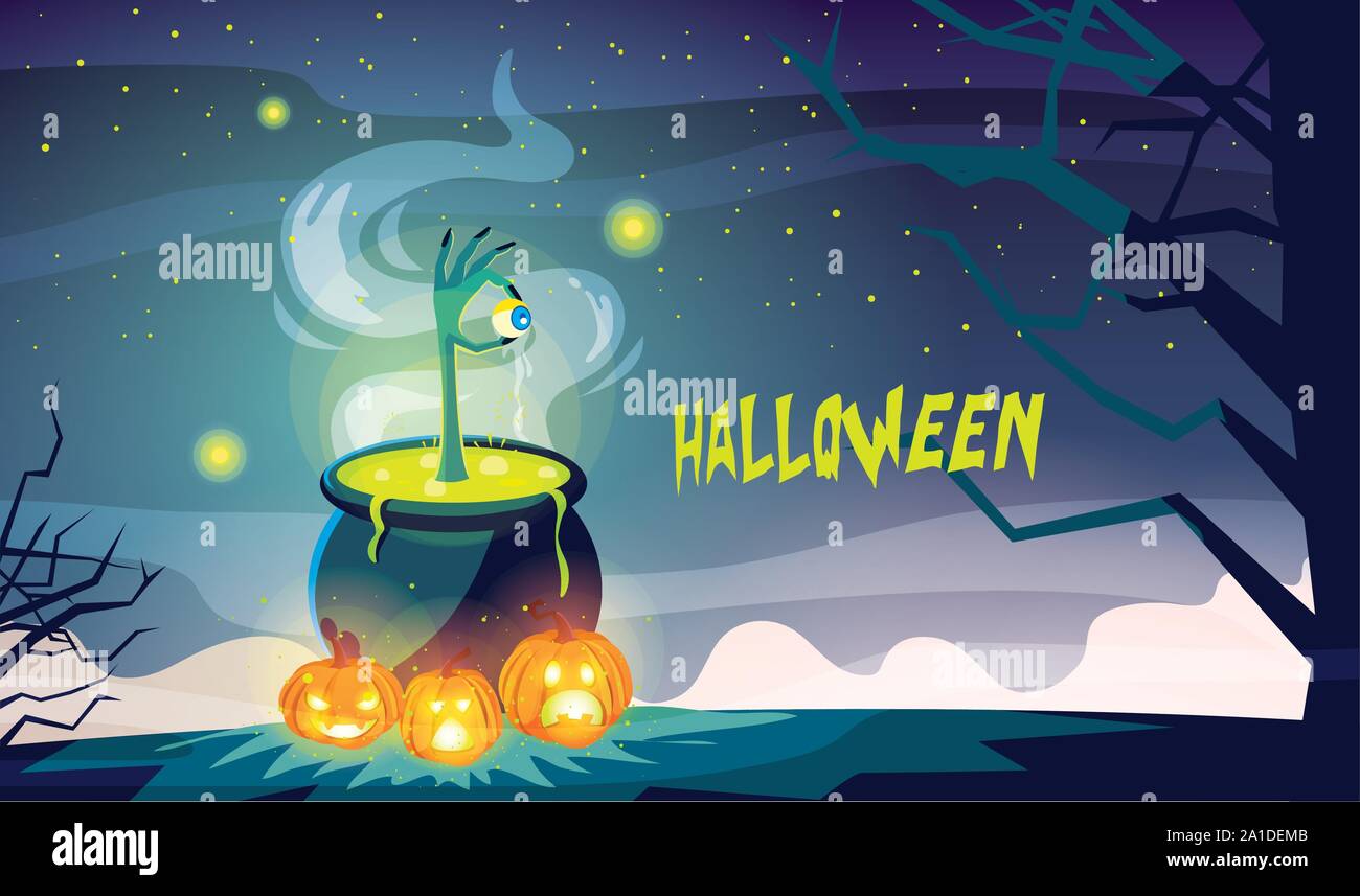 cauldron bubbly of witch on white background vector illustration design ...