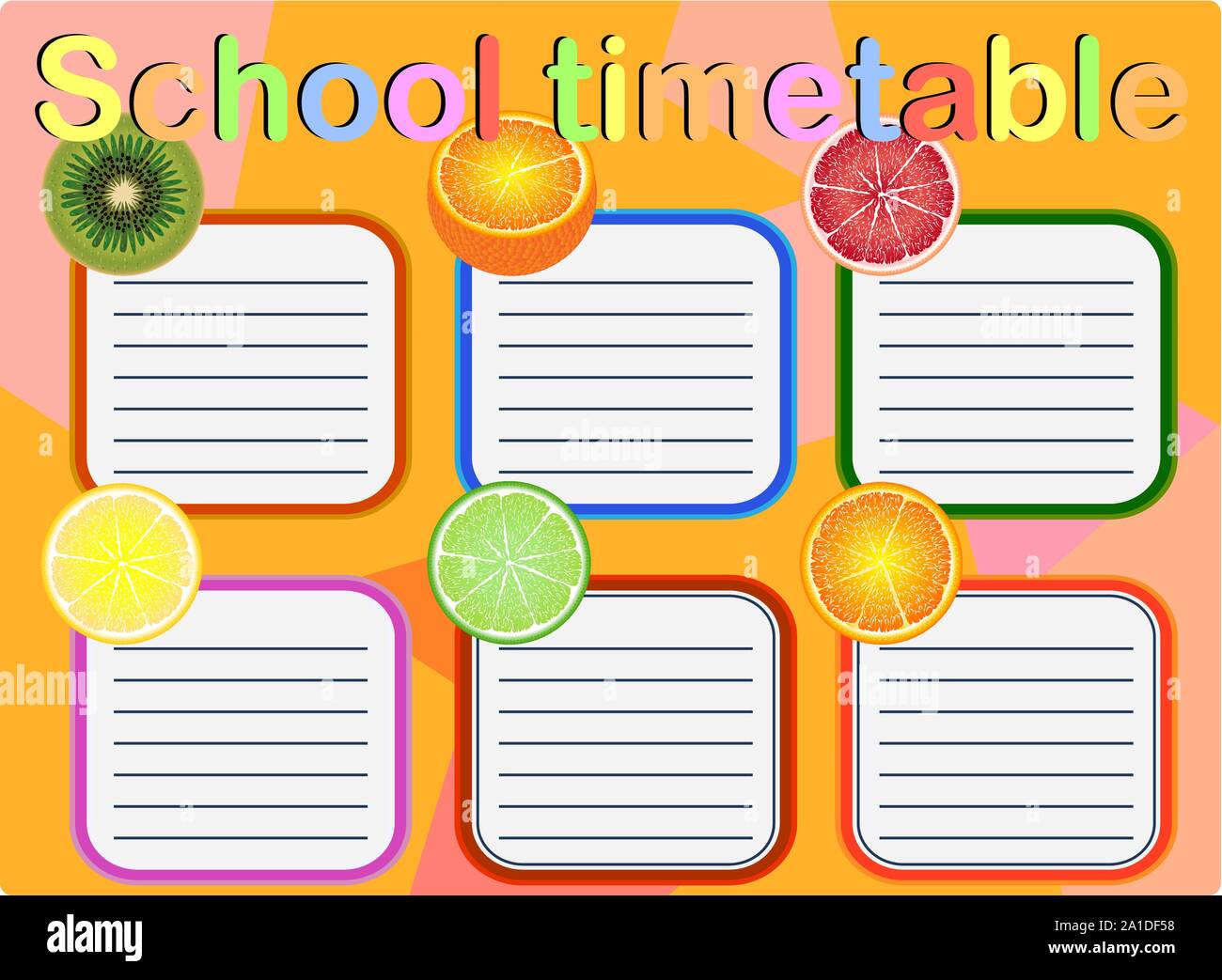 background frame design of School Timetable, Schedule,Weekly school  timetable Stock Vector Image & Art - Alamy